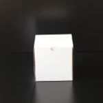 Die Cut DCC75 Cube Box with Hinged Lid (Stock Line) Kraft Inside - White Outside - 75x75x75mm 