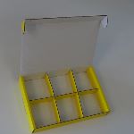 Die Cut Box with Hinged Locking Lid - Roller Coated Yellow with specific design division set 